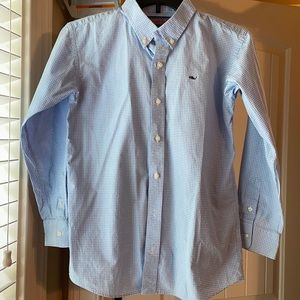 EUC Blue and white plaid Boys vineyard vines